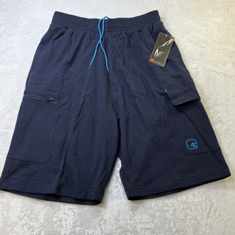 AND1 Elite Cargo Shorts Navy Blue Mens Large Athletic‎ NWT Basketball Baggy